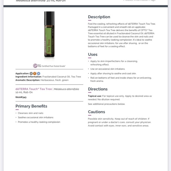 🆕 dōTERRA Tea Tree touch roll on essential oil x05/2028 sealed - Picture 6 of 10